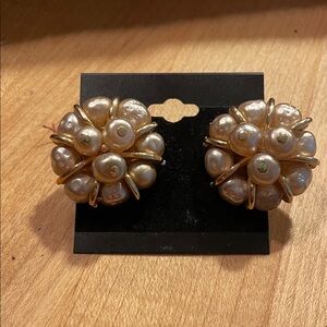 Kramer Elegant Pearl and Gold Clip-On Earrings